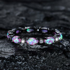 Black Pink Opal Eternity Ring