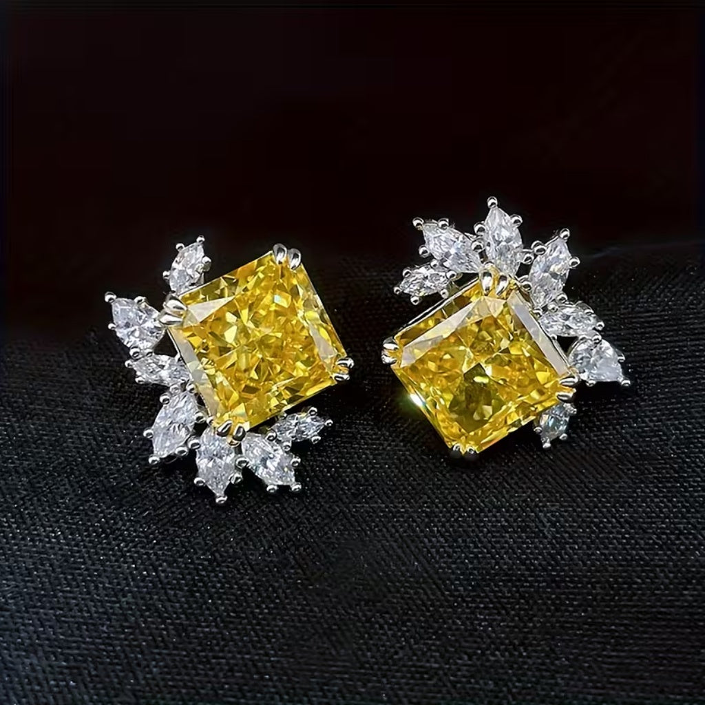 Opulent Yellow Cluster Earrings
