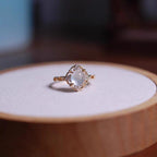 Vintage Gold Lotus Moonstone Ring