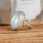 Silver Rainbow Moonstone Ring