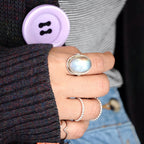 Silver Rainbow Moonstone Ring