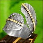 Boho Feather Silver Ring