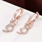 Crystal Cat Dangle Hoop Earrings