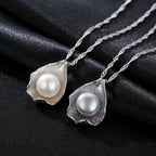 Seashell Pearl Pendant Necklace