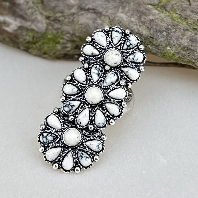 Turquoise Triple Flower Ring