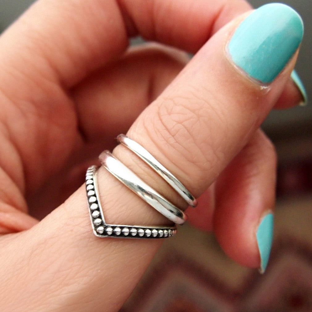 Chevron Boho Silver Ring