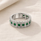 Elegant Emerald Matrix Ring