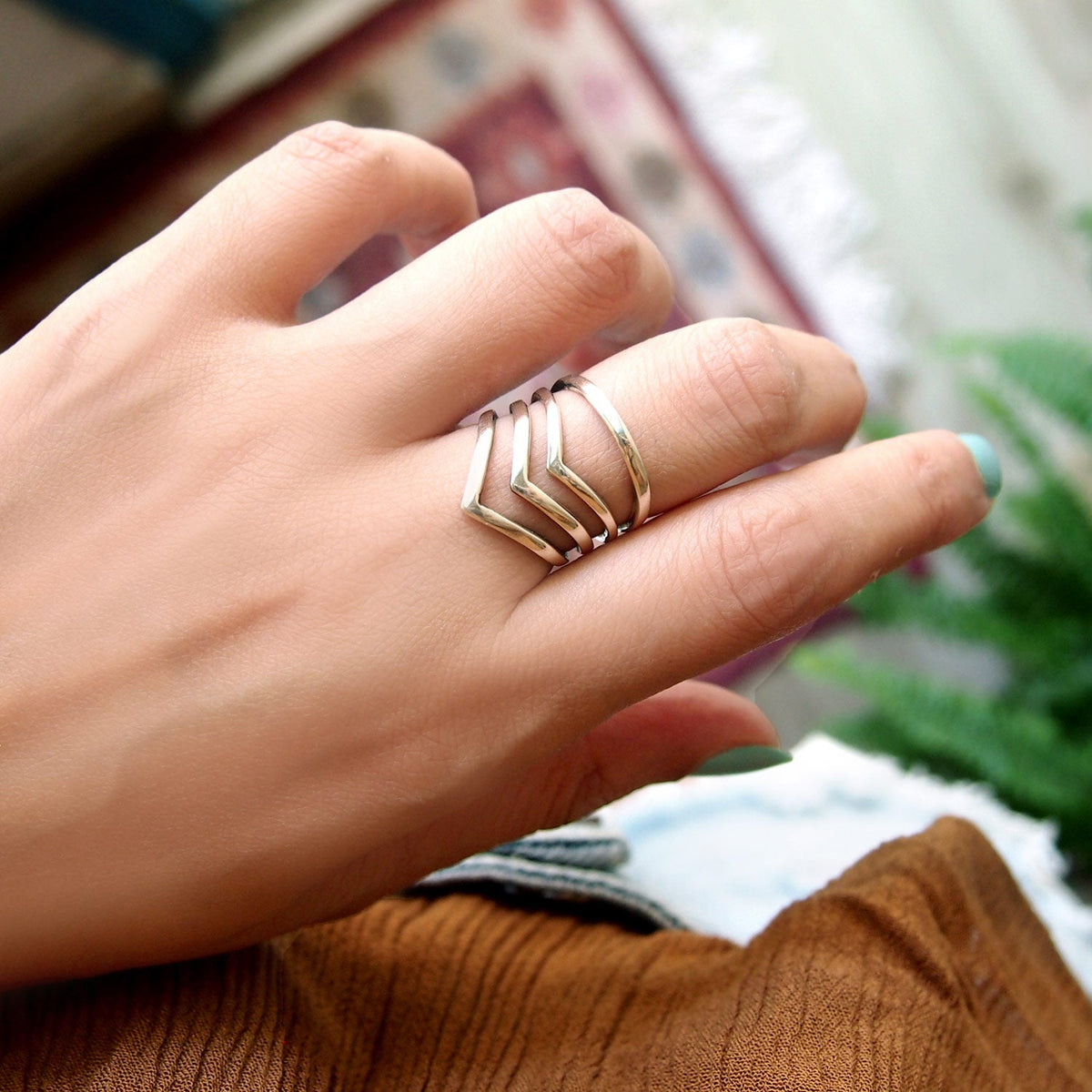 Triple Chevron Boho Ring
