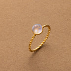 Gold Twisted Rope Moonstone Ring
