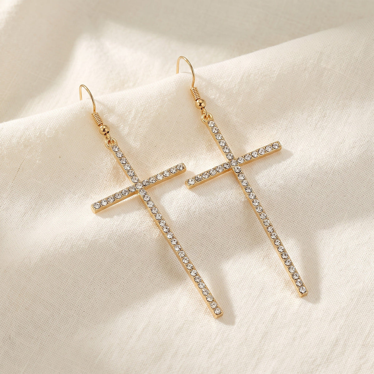 Crystal Cross Dangle Earrings