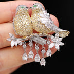 Crystal Lovebirds Brooch