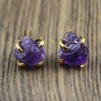 Irregular Mineral Four Claw Stud Earrings