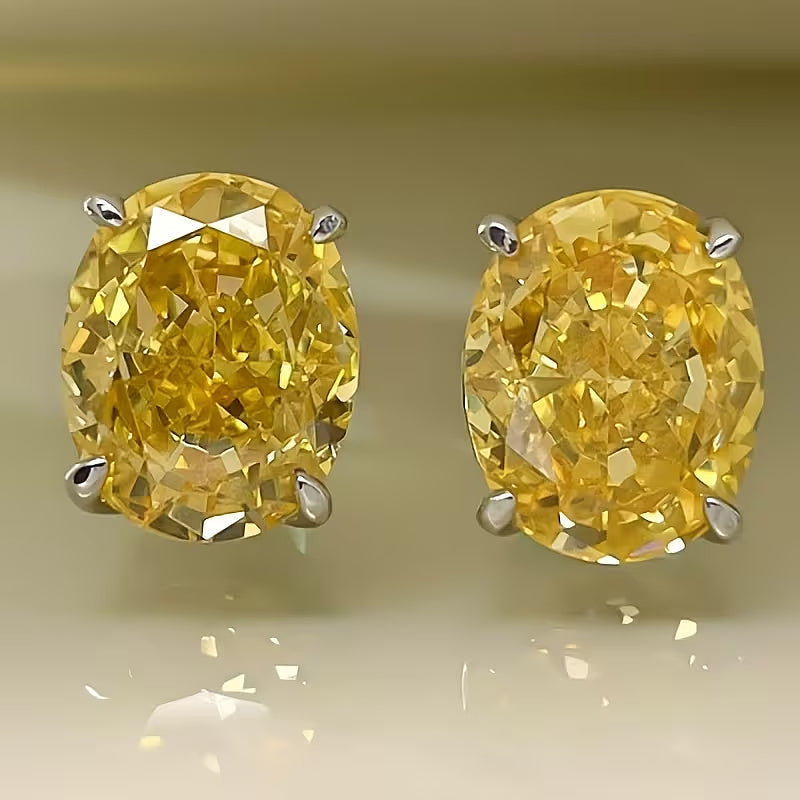 Dazzling Yellow Oval Earrings