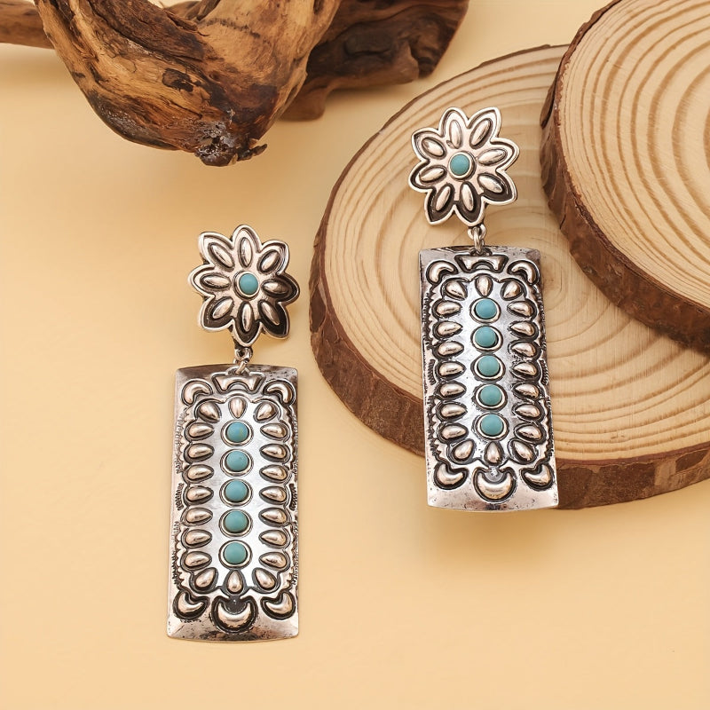 Vintage Turquoise Flower Earrings