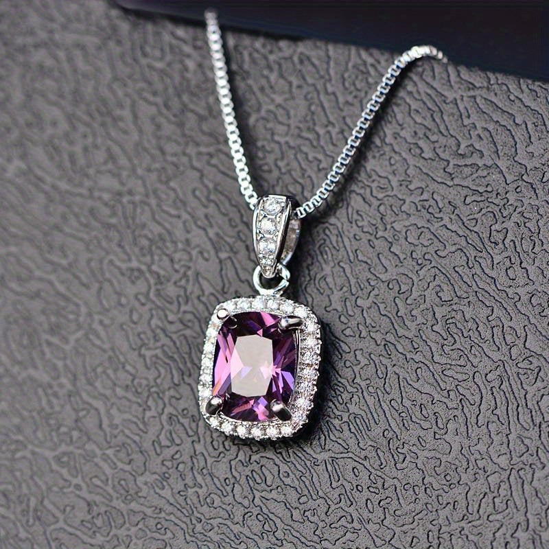 Cushion Cut Halo Pendant Necklace