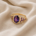 Amethyst Oval Shape Zirconia Ring