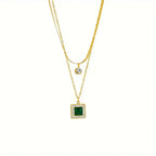 Emerald Layered Double Gold Necklace