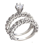 Floral Halo Crystals Ring Set