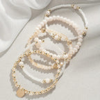 Coastal Cream Beaded Charm Bracelet
