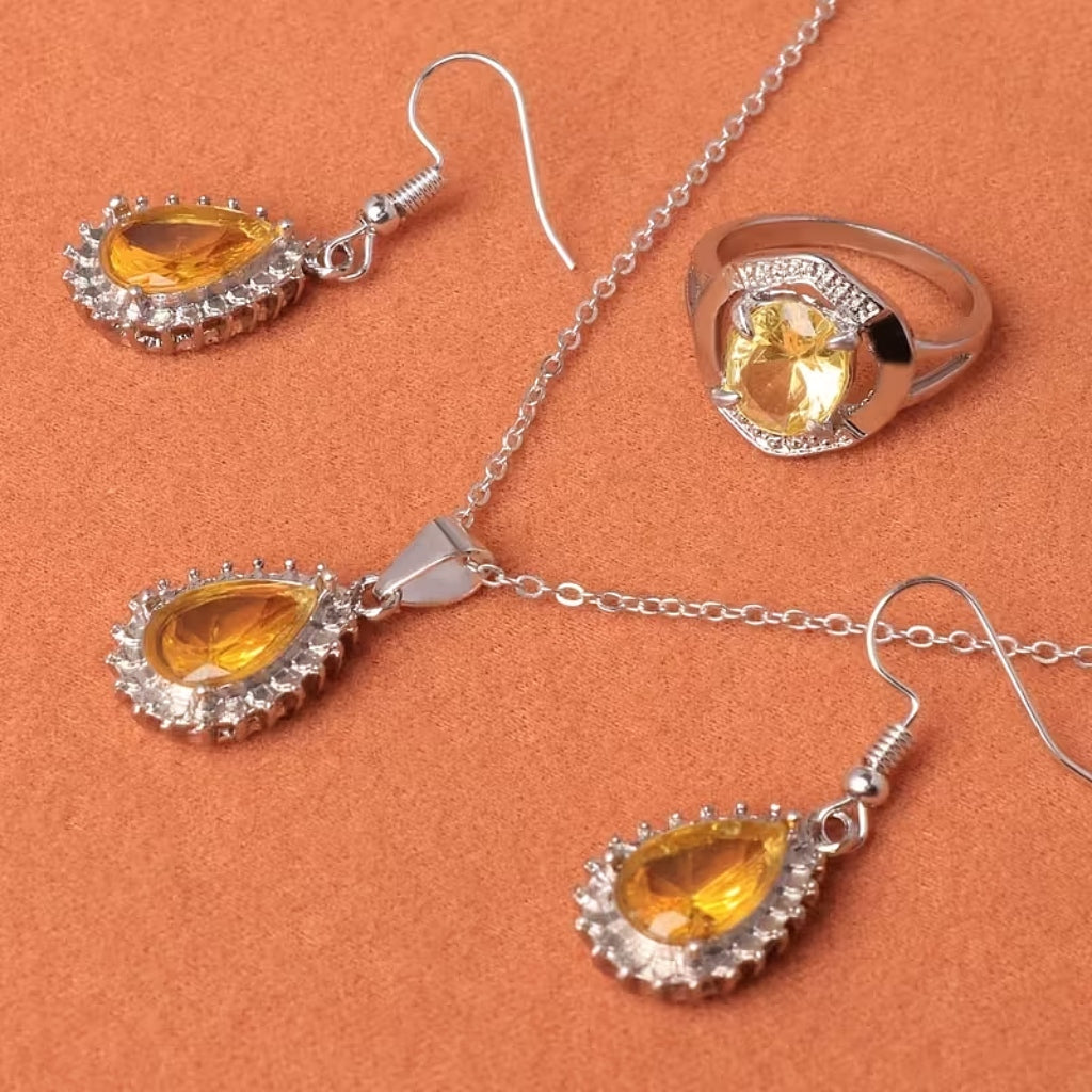 Exquisite Yellow Teardrop Set
