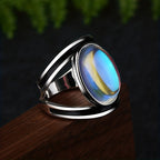 Statement Silver Oval Moonstone Ring