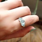Three Stone Raw Aquamarine Ring