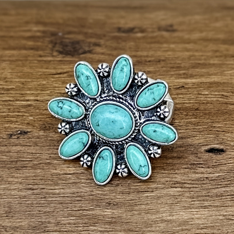 Dazzling Turquoise Floral Marquise Earrings