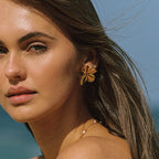 Bold Hibiscus Gold Earrings