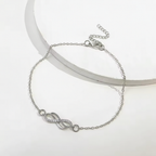 Delicate Infinity Charm Silver Anklet