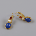 Gold Plated Lapis Dangle Earrings