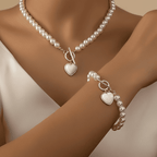 Beaded Heart Pendant & Bracelet Set