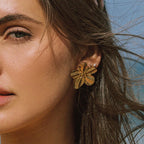 Bold Hibiscus Gold Earrings