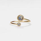 Labradorite Moonstone Double Stone Ring