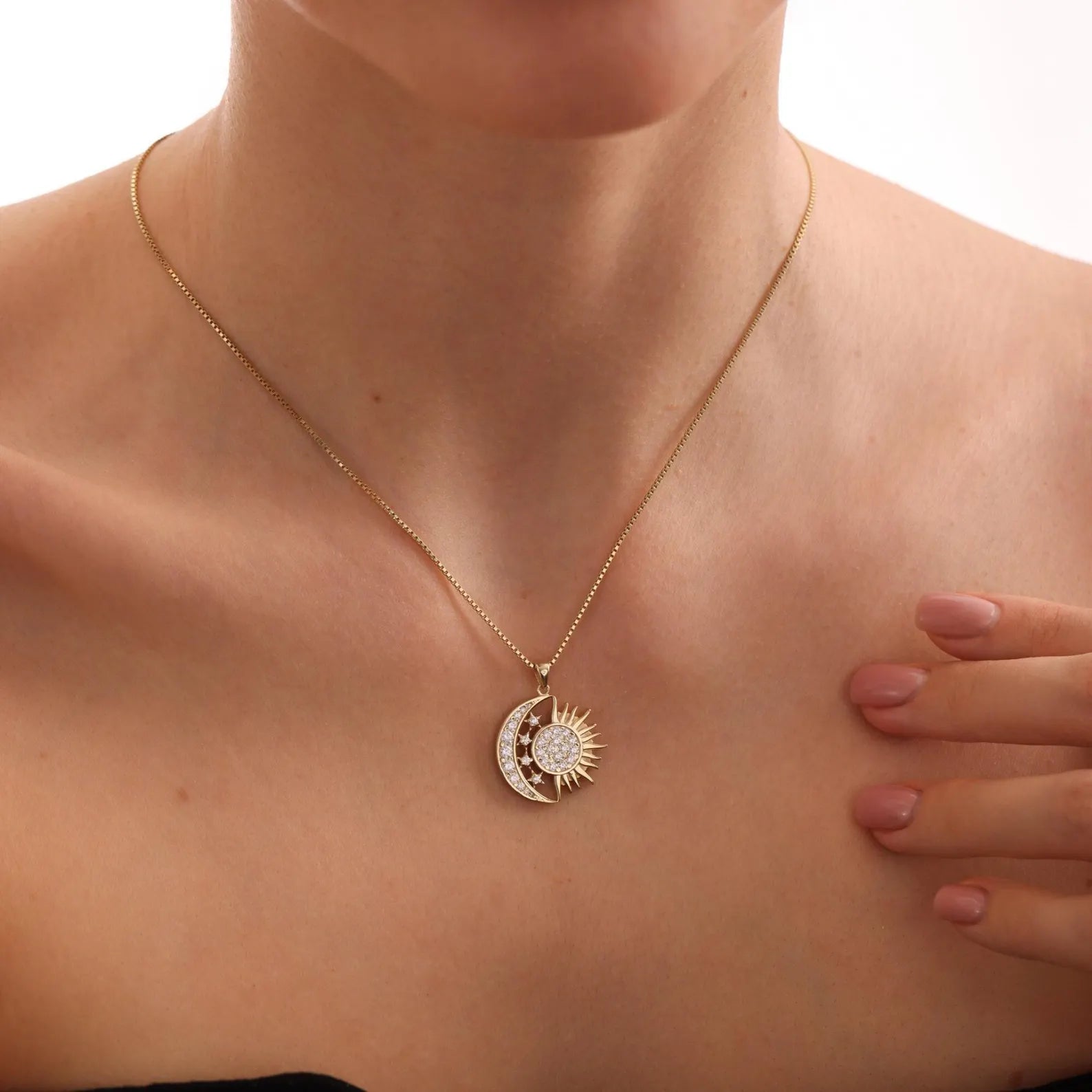 Moon and Sun Pendant Necklace