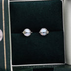 Vintage Silver Rose Moonstone Earrings