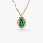 Vintage Petite Emerald Halo Necklace