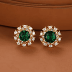 Royal Emerald Halo Earrings