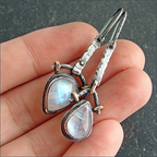 Antique Style Moonstone Long Earrings
