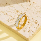 Radiant Baguette Channel Crystal Ring