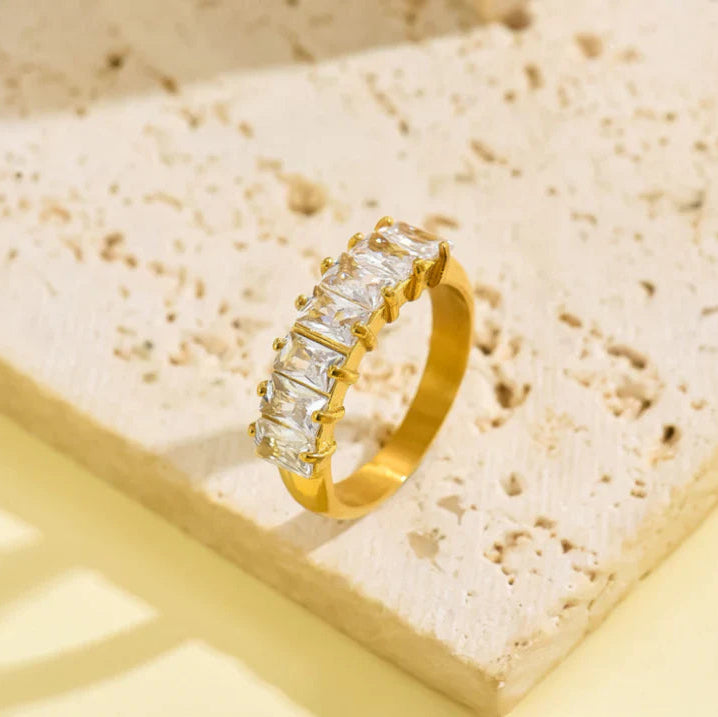 Radiant Baguette Channel Crystal Ring