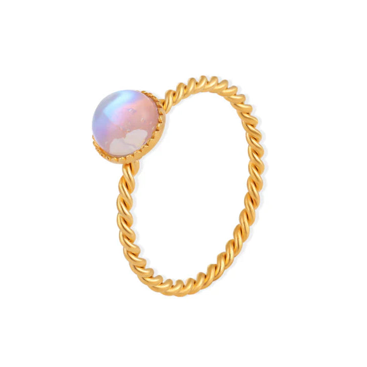 Gold Twisted Rope Moonstone Ring