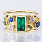 Elegant Mosaic Emerald Ring