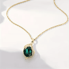 Emerald Wave Pendant Necklace