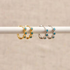 Mini Turquoise Hoops Gold or Silver
