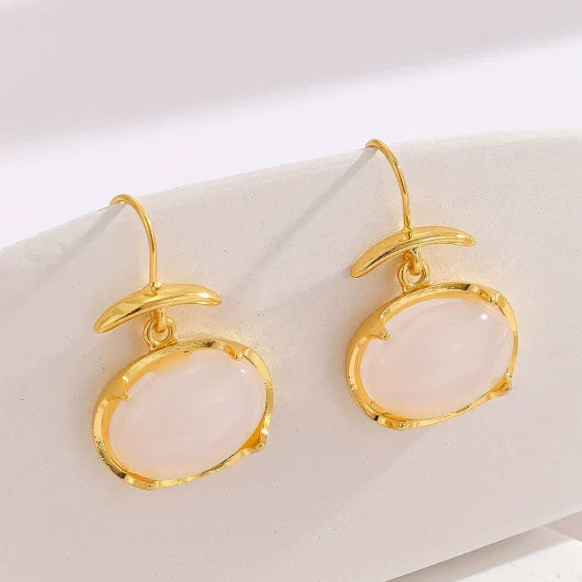 Elegant Oval Moonstone Earrings