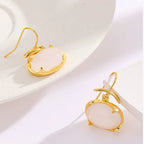Elegant Oval Moonstone Earrings