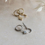 Moon and Star Huggie Hoops