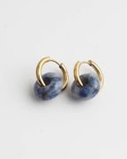 Stone Donut Hoop Earrings