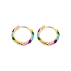 Gold Multicolor Enamel Hoop Earrings