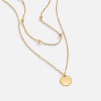 Layered Gold Disc Pendant Necklace